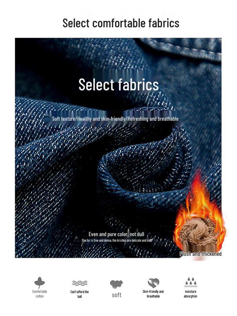 Girls' Fleece-Lined Denim Jacket - Warm Korean Style Autumn/Winter Cotton-Padded Top for Little Girls