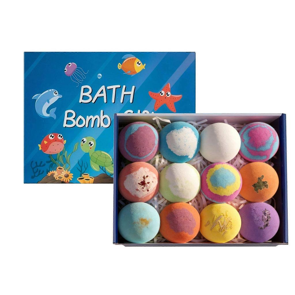12 Pack Bath Bomb Gift Set, Colorful Bubble Bath Bombs Aromatherapy Spa Set Easter Gift for Kids Boys Girls