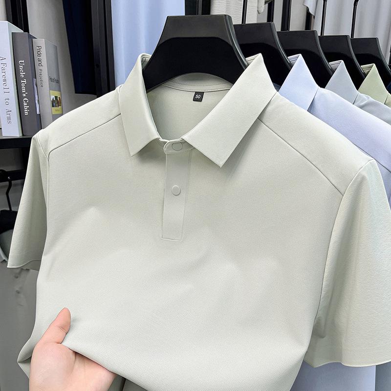 2026 Herren Sommer Kurzarm Kühl Sonnenschutz Poloshirt - Lässig und Vielseitig Einfarbige für Pendler mittleren Alters