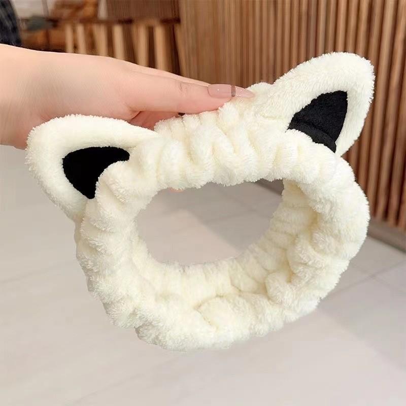 

Cute Cartoon Cat Ears Face Wash Headband for Women with High Elasticity Hairband Accessories