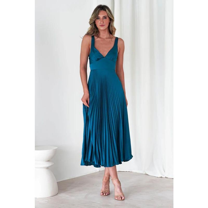 

Однотонное плиссированное сексуальное платье халтер с V-образным вырезом для новой летней моды женской одежды XL синий