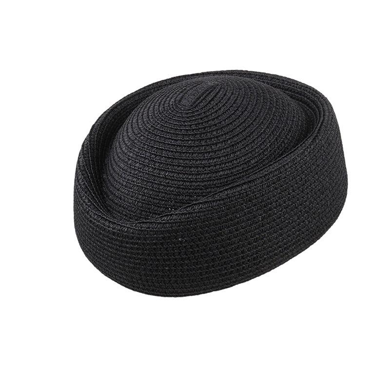Simple solid color straw beret children spring and summer fashion casual painter bud hat stewardess hat shows small face