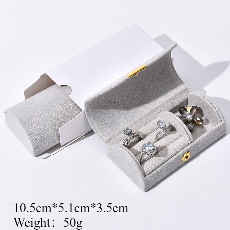 

Velvet Jewelry Storage Box - Compact Travel Ring/Earring Organizer, Multi-Color Beaded Velvet Case with Gold Accents