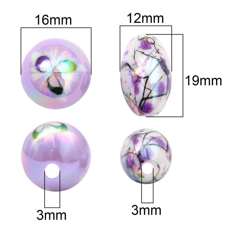 Acrylic Beads Fantasy Color Plated Pattern Ball Charms for DIY Necklace Bracelet Earring Jewelry Making