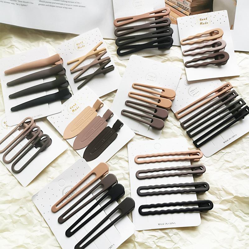 Milk Coffee Color Hair Clip Set Retro Light Luxury Temperament Bangs Clip One-word Clip Textured Hairpin for Women with a Sense of Sophistication