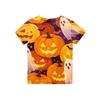 Kids Halloween Print Short Sleeve T Shirt Round Neck Casual Top Boys Girls Comfortable Fit Lightweight Fabric Soft Material