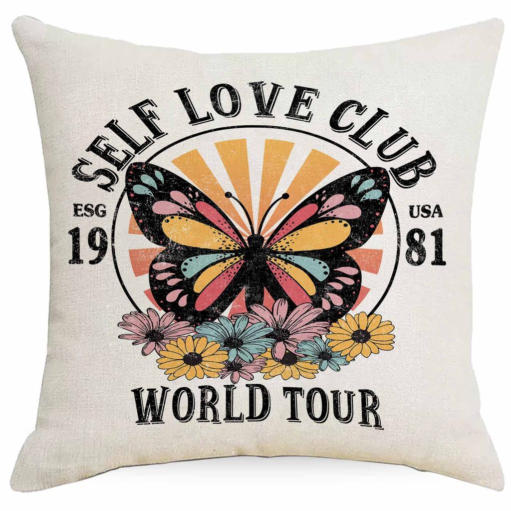 Western Summer Butterfly Bee Flower Pillowcase Home Sofa Cushion Pillowcase Decoration
