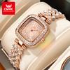 OPK 6048 Full Diamond Quartz Watches for Women Elegant Fashion Rose Gold Steel Strap Waterproof Luxury Ladies Dress Wristwatches