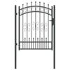 KAMPEN Fence Gate with Spear Top Design 103 X 175 Cm Steel Gray