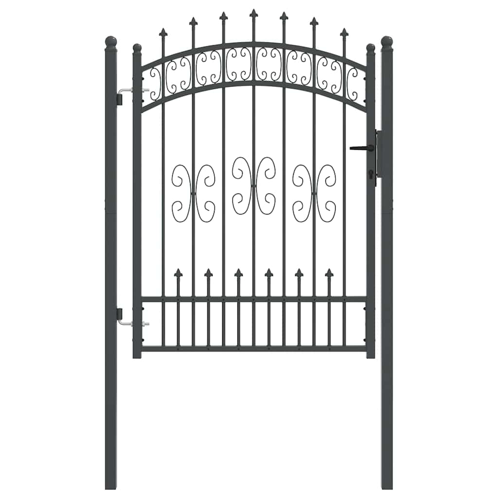 KAMPEN Fence Gate with Spear Top Design 103 X 175 Cm Steel Gray