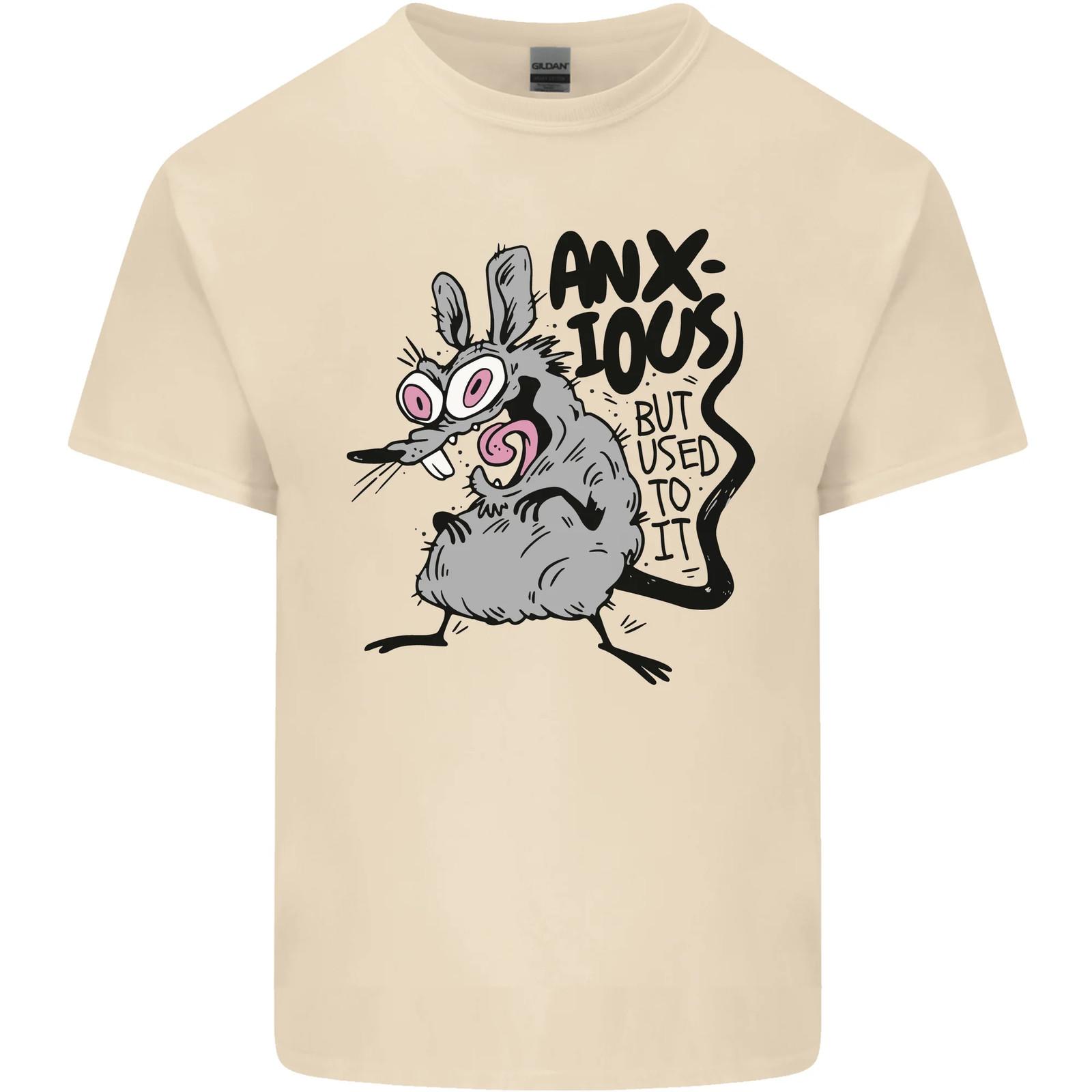 Funny Anxious Rat Anxiety Mens Cotton T-Shirt Tee Top S разноцветный