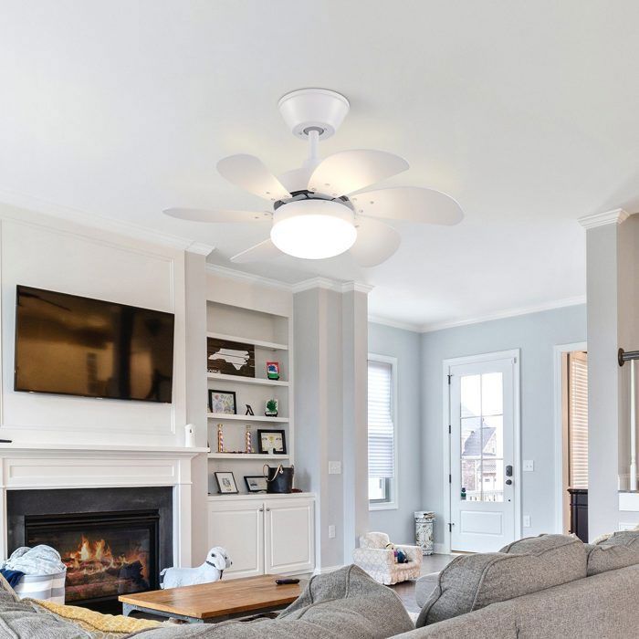 Ventilateur de plafond silencieux NETTLIFE avec douille E27 – 6 pales, 75 cm, avec minuterie, pour l'hiver et l'été