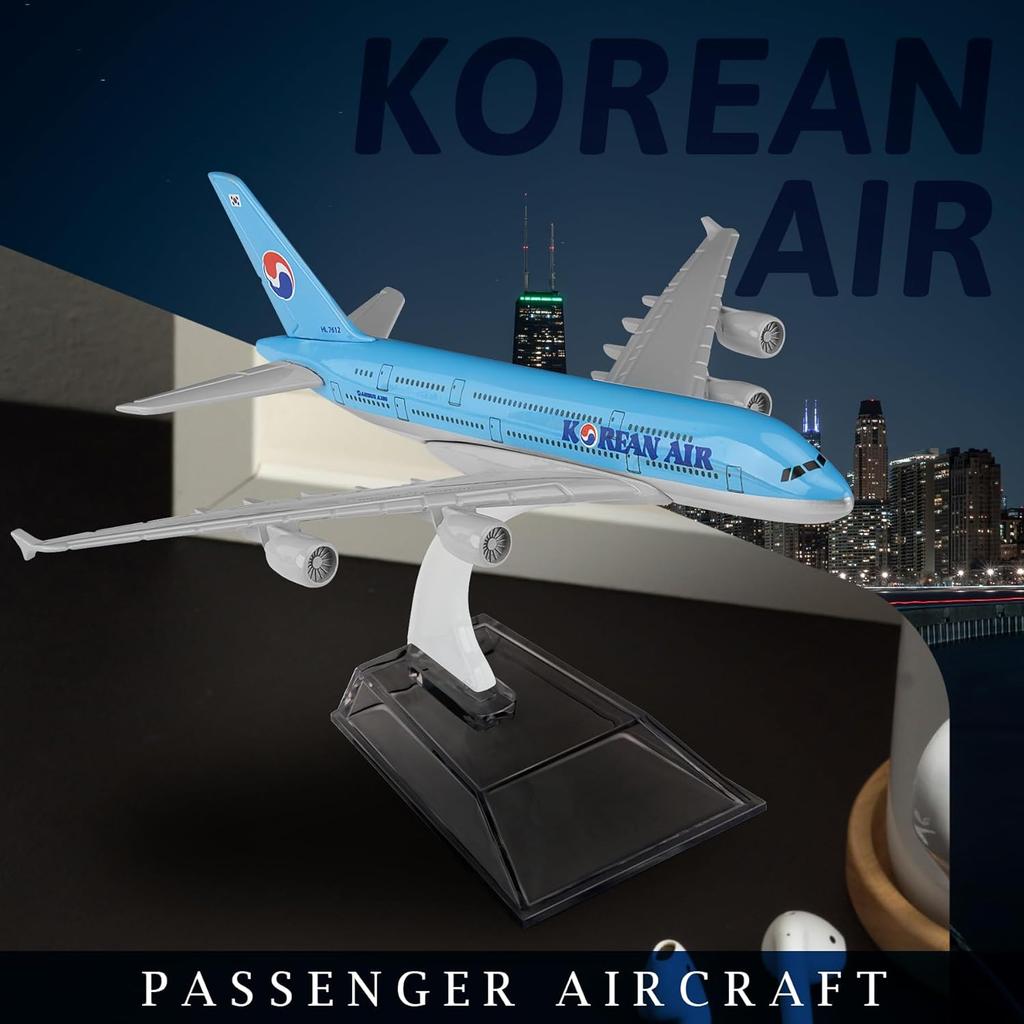 1/400 Scale Die-cast 16cm Metal Airplane Toys A380 Korean Airlines A380 Aircraft Model Simulation Alloy Plane Model Building Kit