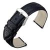 ANNEFIT 19mm Genuine Top Grain Leather Watch Band with Quick Stitched Replacement Buckle Release, Strap, Black/Silver