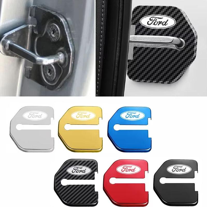 YJBU1 4Pcs for Ford Focus Fiesta Mondeo Explorer Kuga Territory Escort Taurus Edge S-MAX Escape Car Door Lock Cover Emblem Stickers