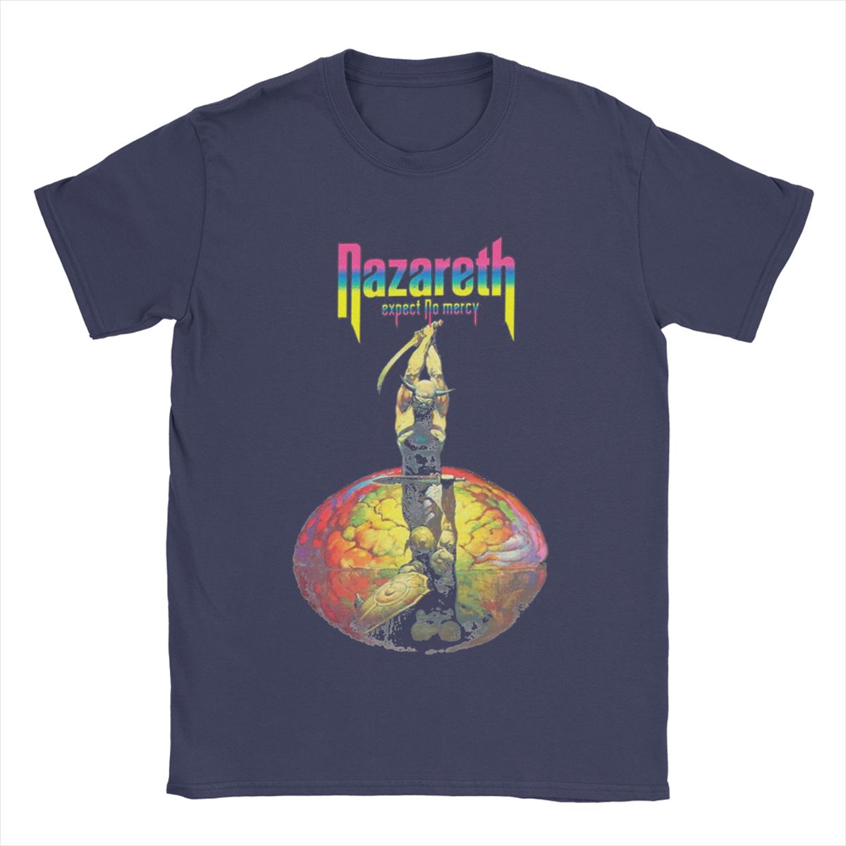 

Чоловічі футболки Nazareth Band Новинка Бавовняні футболки З коротким рукавом Футболки з круглим вирізом Новинка M темно-синього кольору