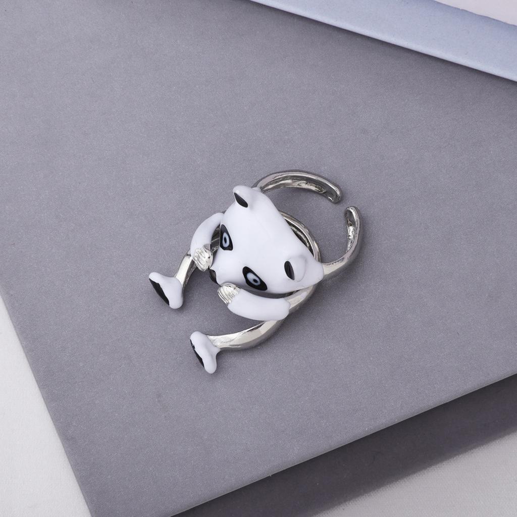 Dessin animé européen et américain enfantin mignon panda bague ouverte ensemble de bagues petits animaux mignons bijoux créatif peut être séparé