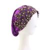 Elegant Glittery Chemo Cap Embroidery Beaded African Headwrap Muslim Inner Hijab Hat  For Women
