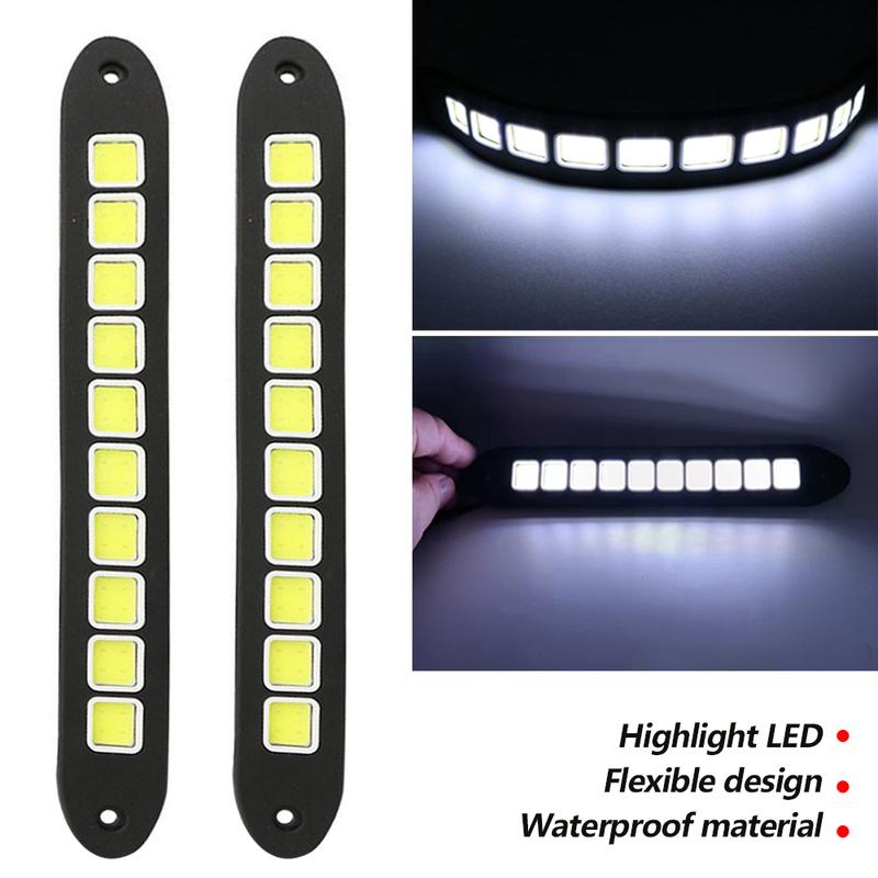 Car Exterior Accessories 2Pcs Car LED Daytime Running Light DRL COB White Waterproof Flexible Silicone Highlight Auto COB Lamp