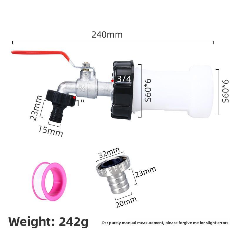 1 Stück Robuster IBC-Tankhahn-Adapter S60*6 Grobgewinde auf 1/2'' 3/4'' Anschluss Ersatzventil Garten Haus Ventilanschluss Wasserhahn