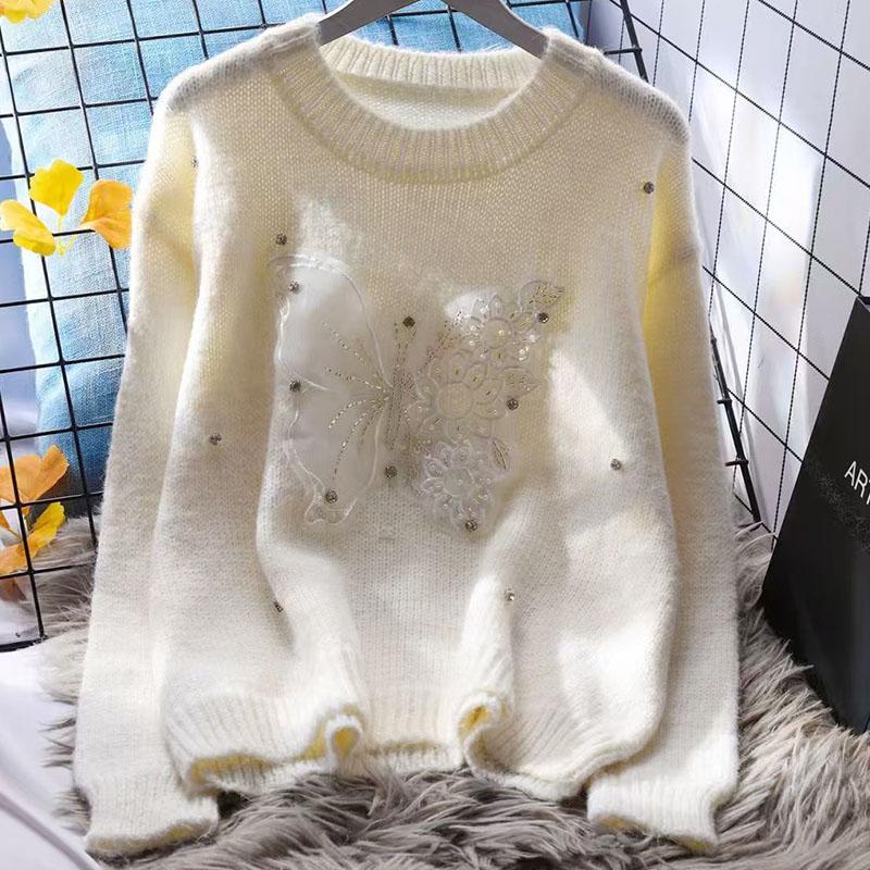 Sweater for Women Autumn Winter Thickened Pullover Warm Knitted Stretchy Long Sleeve Oversize Jumper Tops