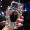 Luxury Full Diamond Makeup Mirror Suitable for Apple 15pm Mobile Phone Case iPhone14/13 Protective Case On 17/12 Rhinestones