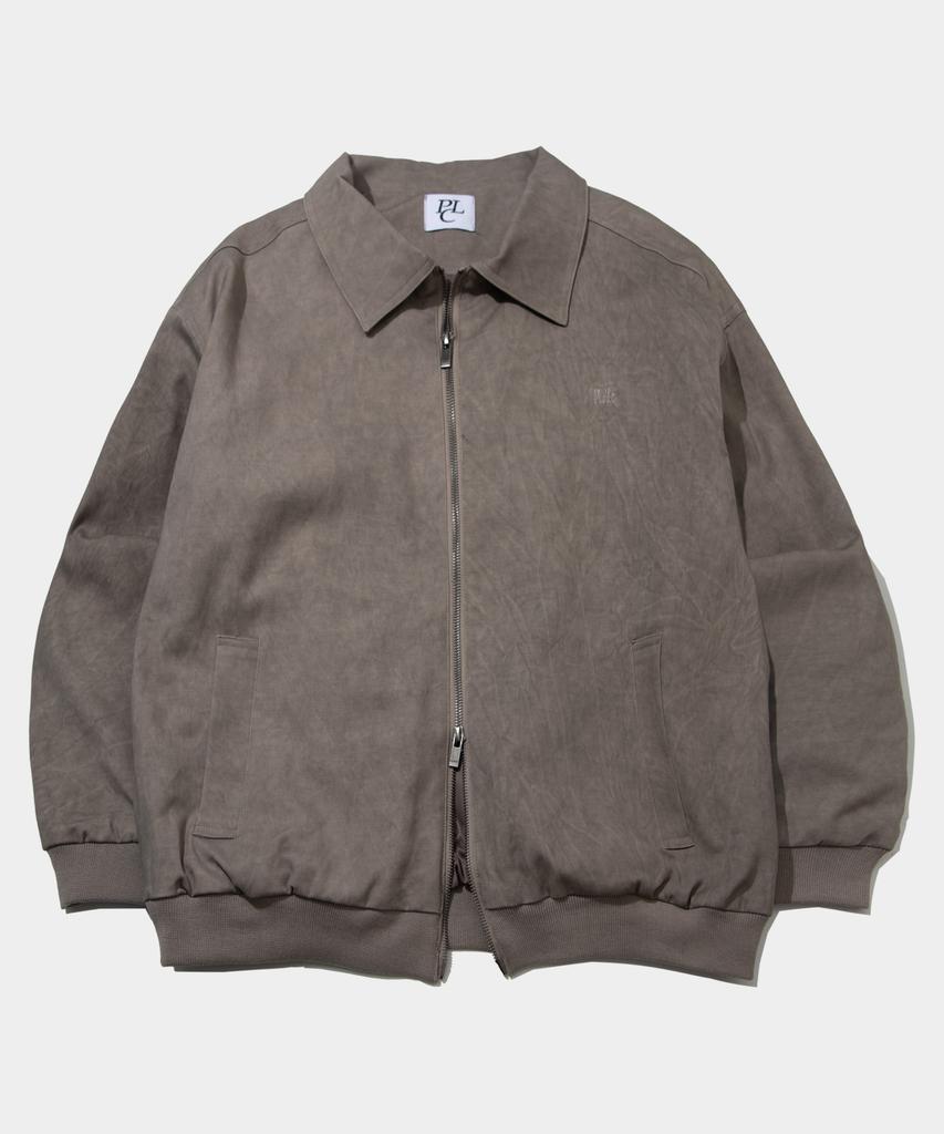 Placestudioman Vintage Washed Cotton Collared Zip-Up Blouson Work Jacket_2 Colors