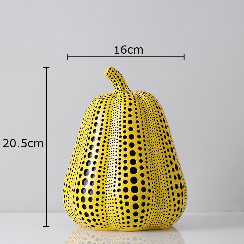 Polka Dot Art Pumpkin Sculpture Yellow Pumpkin Handicraft Desk Decoration Resin Artwork Ornaments Modern Home Decor Accessories