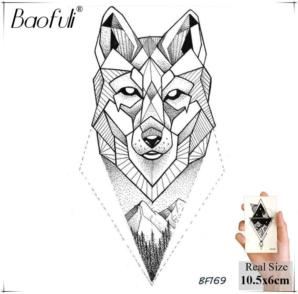Buy 1PC DIY Temporary Male Tattoos Geometry Tribal Wolf Iceberg ...
