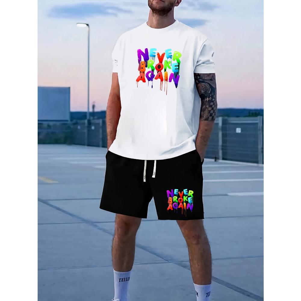 New York Men's Short-Sleeve T-Shirt and Shorts Set Relaxed-Fit Casual T-Shirt Creative Streetwear T-Shirt Unique Casual Apparel