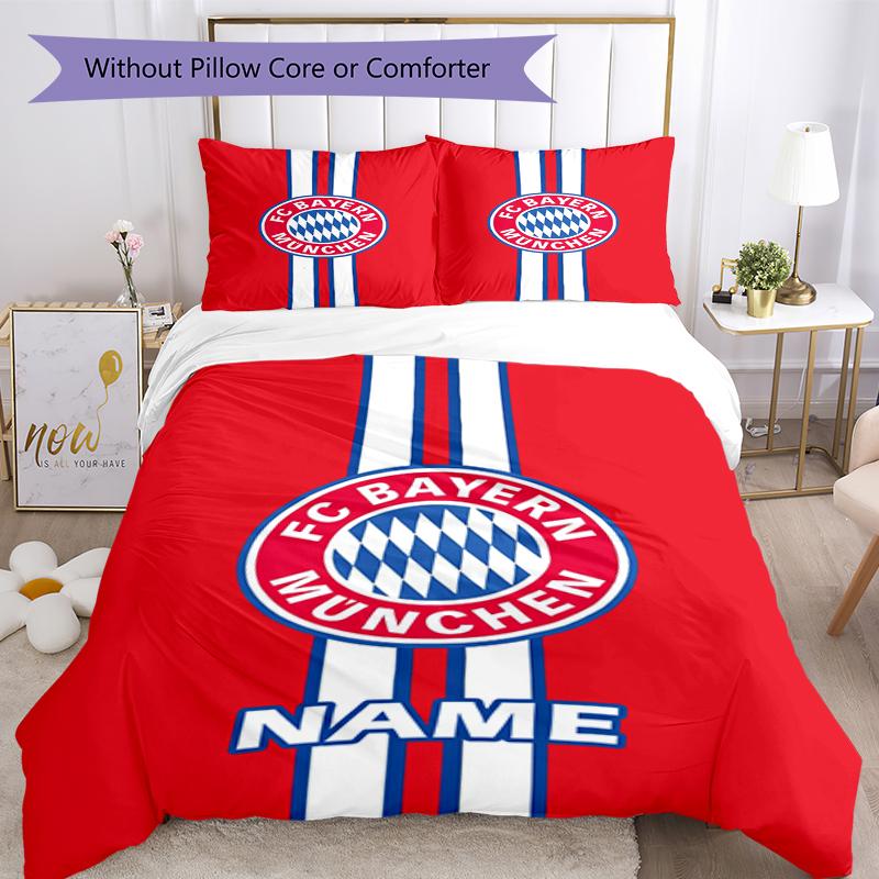Set Biancheria da Letto FC Bayern München Personalizzato con Nome 3 Pezzi Copripiumino Chiusura Include 1 Copripiumino e 2 Federe, Morbido e Confortevole per Tutte le Stagioni.