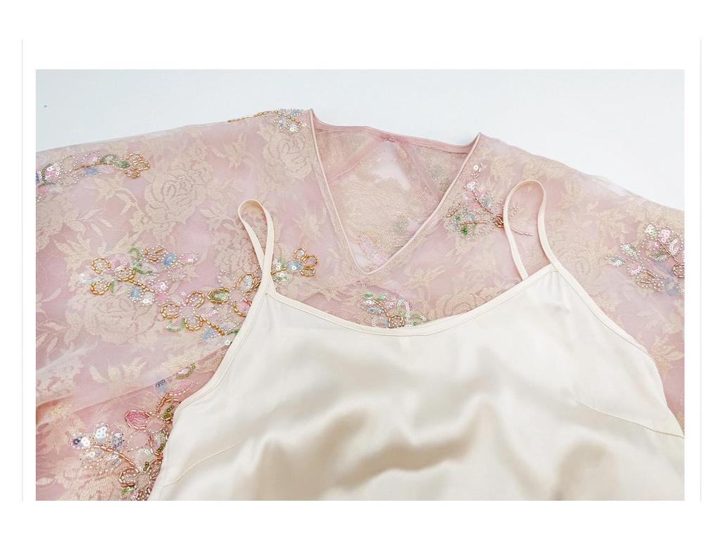 Summer 2026 Elegant Chinese Floral Embroidery Two-Piece Long Dress for Women, Style P0207.