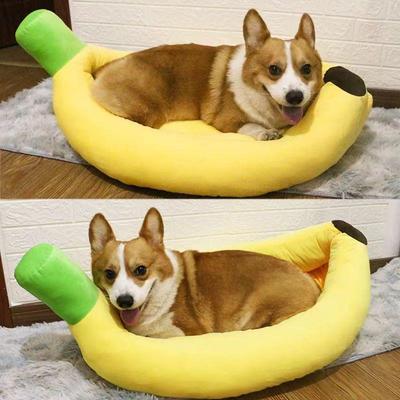 Banana Boat Haustierbett: Gemütliches Winterbett für kleine Hunde & Katzen, Corgi & Teddy-freundlich