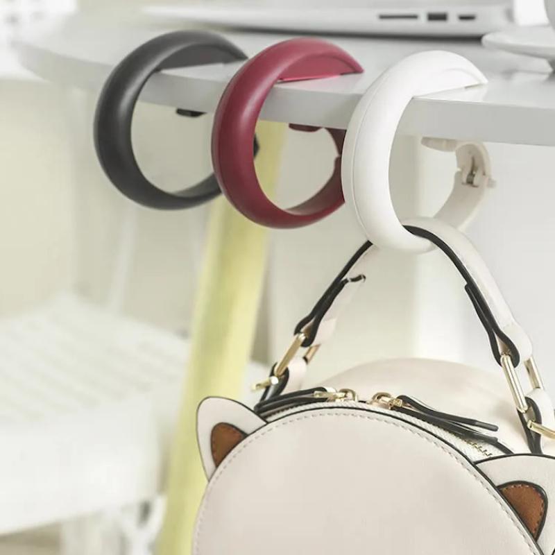Portable Bag Hook Hanger Foldable Table Hook Office Decor Plastic Desk Side Hook Use Handbag Travel Bag Organizer Hook Holder