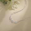Yi Xuan Pink Cherry Blossom Zircon Necklace - Cute Sweet Style Flower Design