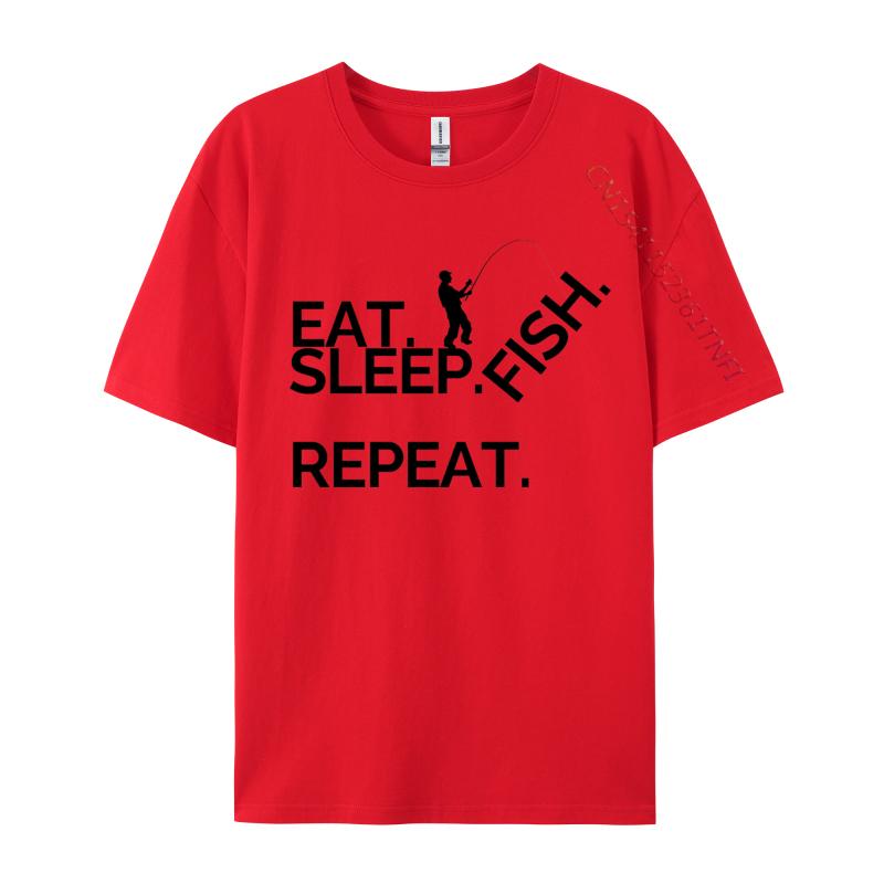 Eat Sleep Fish Repeat Tshirt Cotton Normal Tees Coupons Men TShirt Casual Tops Shirts Wholesale Basic S