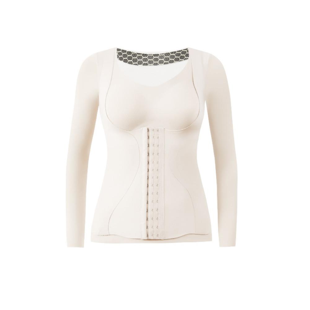 

Slimming Thermal Shapewear Body Shapers Belly Contracting Tummy Control Top Long Sleeves Velvet Winter Warm Top Postpartum M білий