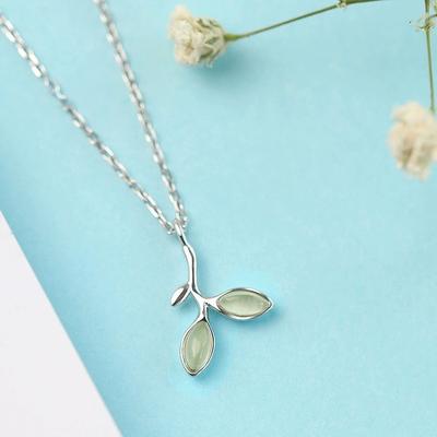 Süße Blätter Halskette weibliche S999 reines Silber Mori Stil kleine frische Schlüsselbein Kette einfachen Anhänger
