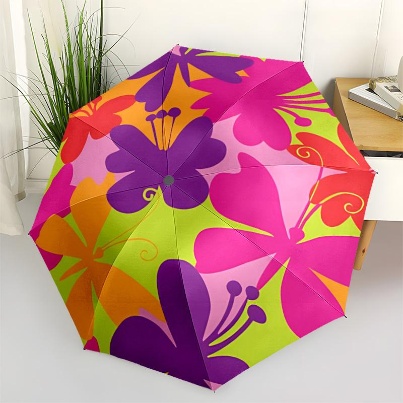 

1pc Floral Pattern Automatic Opening/Closing Umbrella with Operation & Windproof Canopy yy260311024