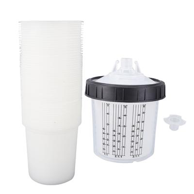 50PCS Disposable Paint Cup Liners and Lids 190 Microns Filter 20.3oz 600ml Capacity 1 Hard Cup with Retainer   10 Plugs