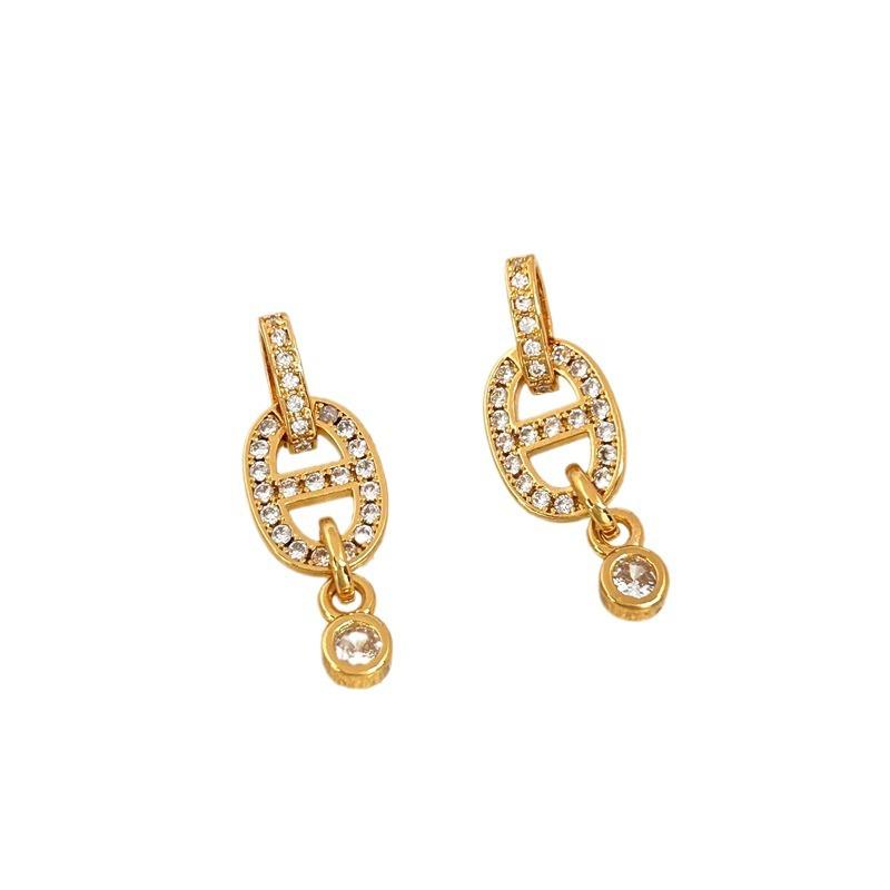 Manufacturer'S Supply Is Full Of Diamond Pig Nose Temperament Advanced Sense Earrings Female Spot