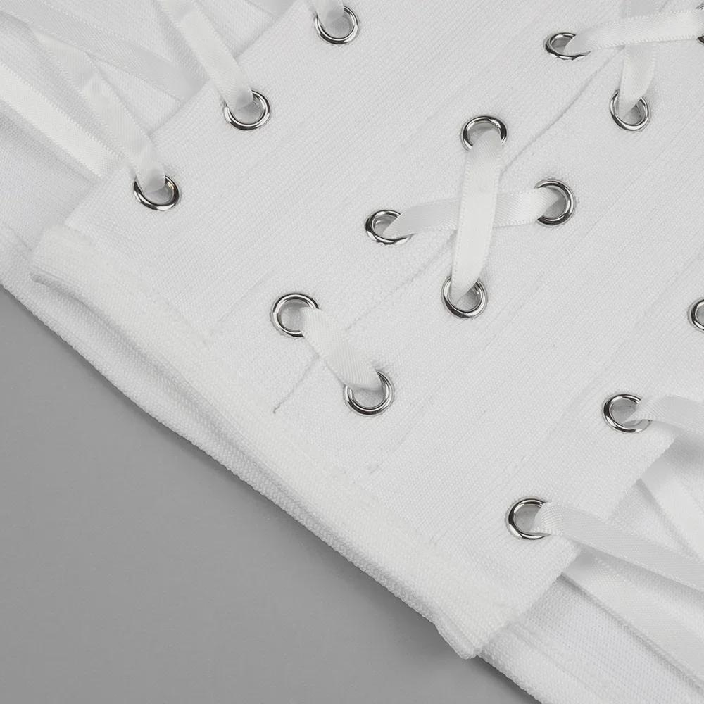 Women's Summer 2023 Corn Eyelet Tube Top & Shorts Two-Piece Set In White