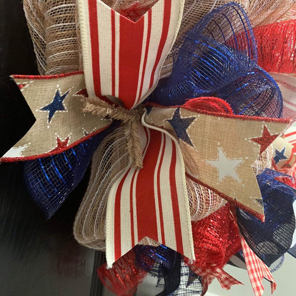 Independence Day Wreath Porch Decoration Front Door Outdoor Hanging Wreath Decor