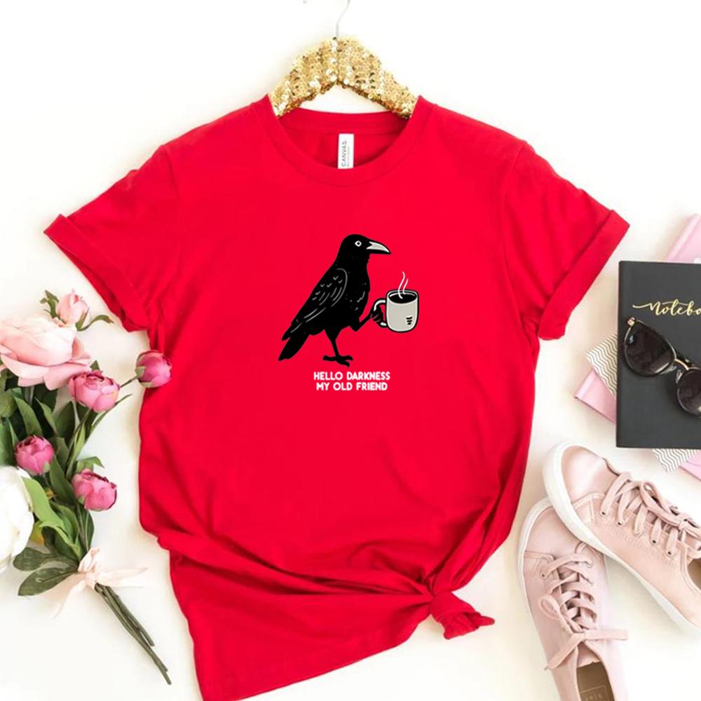 Retro Raven Crow Coffee T Shirt Halloween Shirt Fall Tshirt Tee Coffee Shirts Unisex Women Trendy Oneck Casual Short Sleeves Tops S