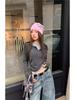 2025 Women's Korean Style Slim-Fit Long-Sleeve Round Neck Two-Piece Look Top for Spring/Autumn