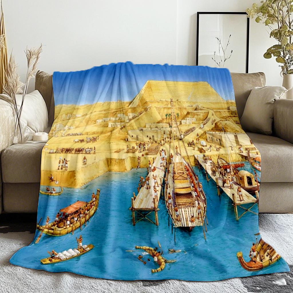 Ancient Egyptian Civilization Thin Blanket The Ancients Daily Printed Warm Throw Blanket for Sofa Bedroom Office Plush Quilt