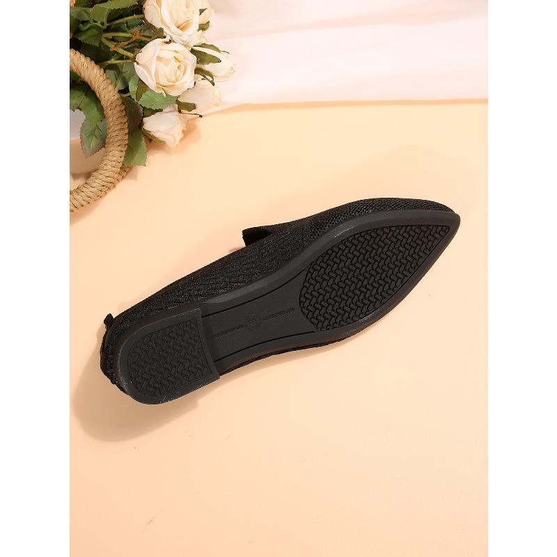 Breathable Shoes Women's 2025 Autumn New Flat Large Yard Pointed Toe Embroidery Color-blocking Lazy Shoes
