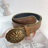 Zinc Zinc Alloy Cowgirl Buckle Belt Vintage Flower PU Hollow Belt Fashion Cowboy Waistband  Dress Decoration