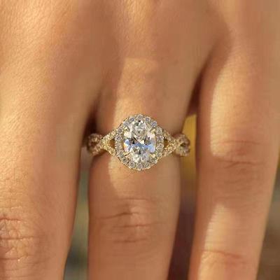 Класична весільна каблучка для заручин Full Bling Iced Out Aaa Cz Crystal Rhinestone For Women Party Jewelry Розмір 5-11