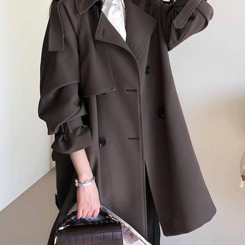 Womens Oversized Trench Coat 2026 Plus Size A-Line Longline Outerwear Chic Office Lady Style